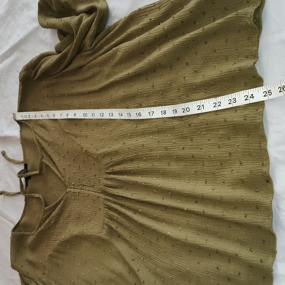 Papermoon Olive Green V Neck 3/4 Sleeve Flowy Top Blouse Size 2X Comfy Cotton - Picture 9 of 10